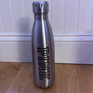 PINK stainless steel silver metal water bottle